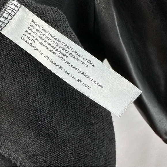 Eloquii Short Sleeve Black Shirt Faux Leather‎ Puff Sleeves Women's Plus 18/20 - Picture 8 of 8